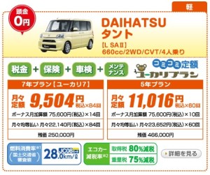 新車 タント 月々1万円以下